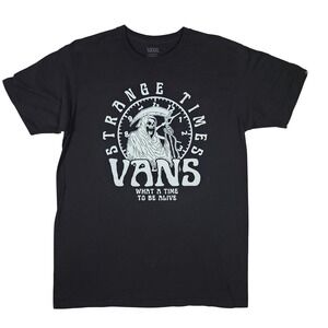 Vans Strange Times Grim Reaper Graphic T-Shirt Black Men's Medium‎ Classic Fit
